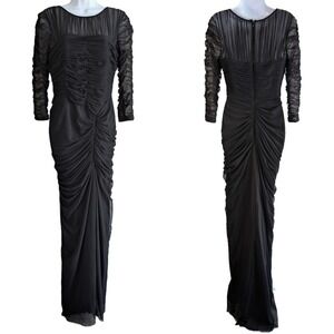 JS‎ Collections Women's Size 6 Black Goth Glam Mesh Stretch Maxi Dress